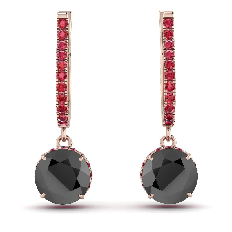 Elegant Drop Earrings For Weddings-Black Diamond Dangle Earrings With Hidden Halo - Adaline No. 53