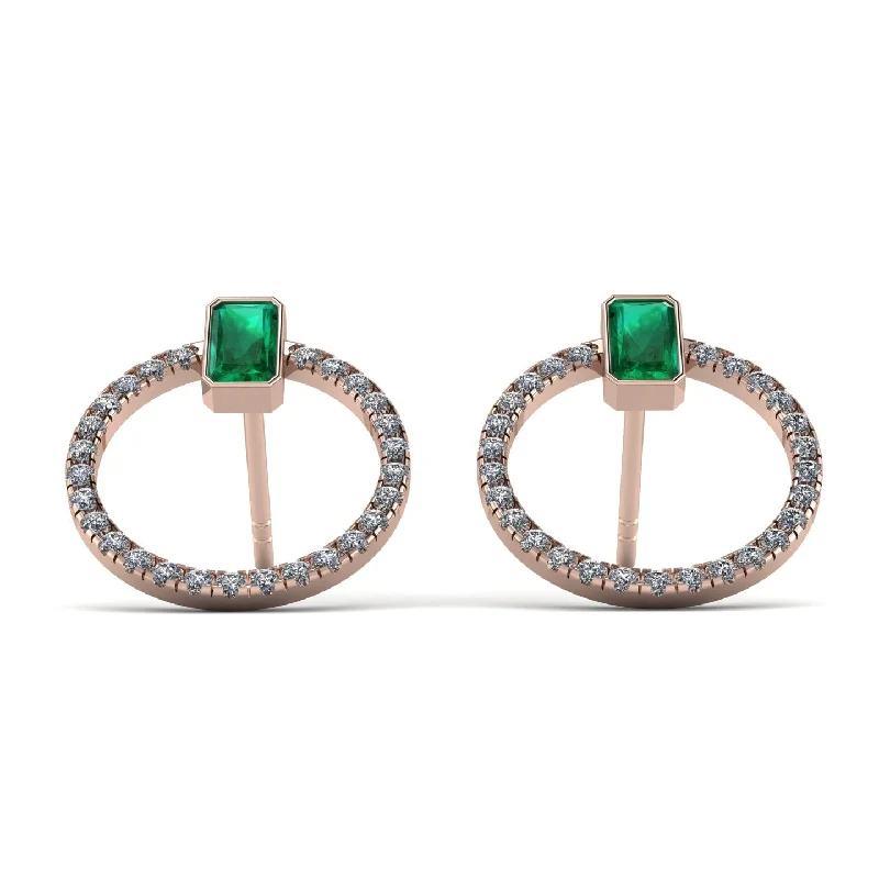 Beautiful Drop Earrings For Special Occasions-Emerald Cut Circle Emerald Earrings - Oaklyn No. 5