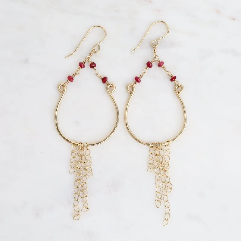 Simple Earrings For Elegant Simplicity-Ruby Horseshoe Dangle Earrings