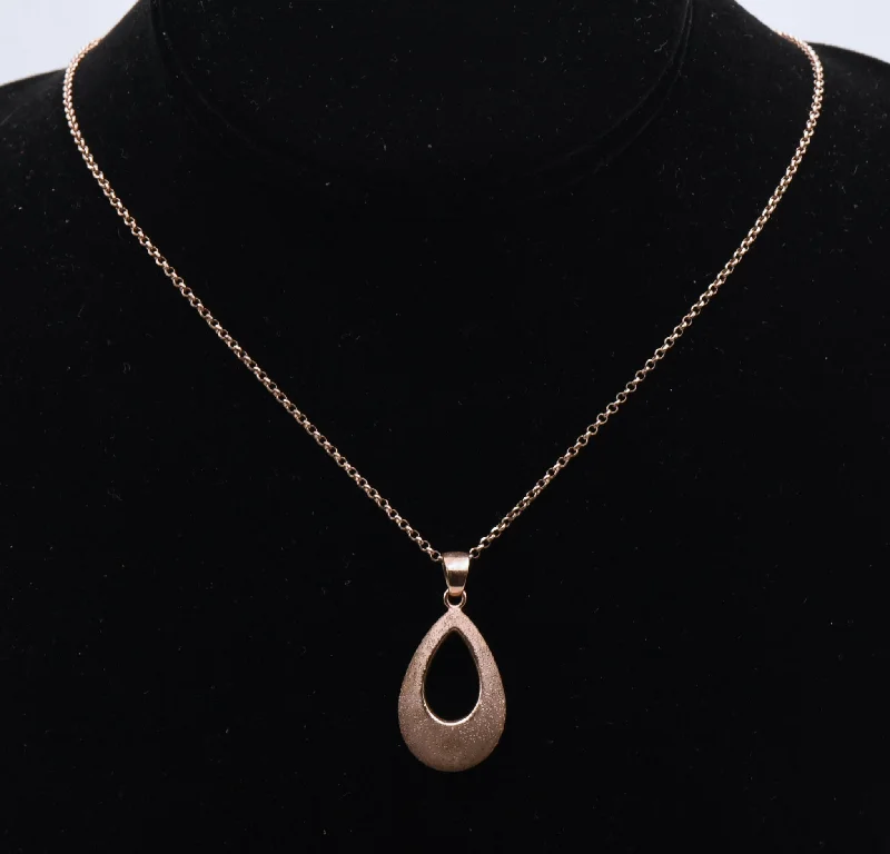 Vintage Sterling Silver Copper Tone Pendant Necklace