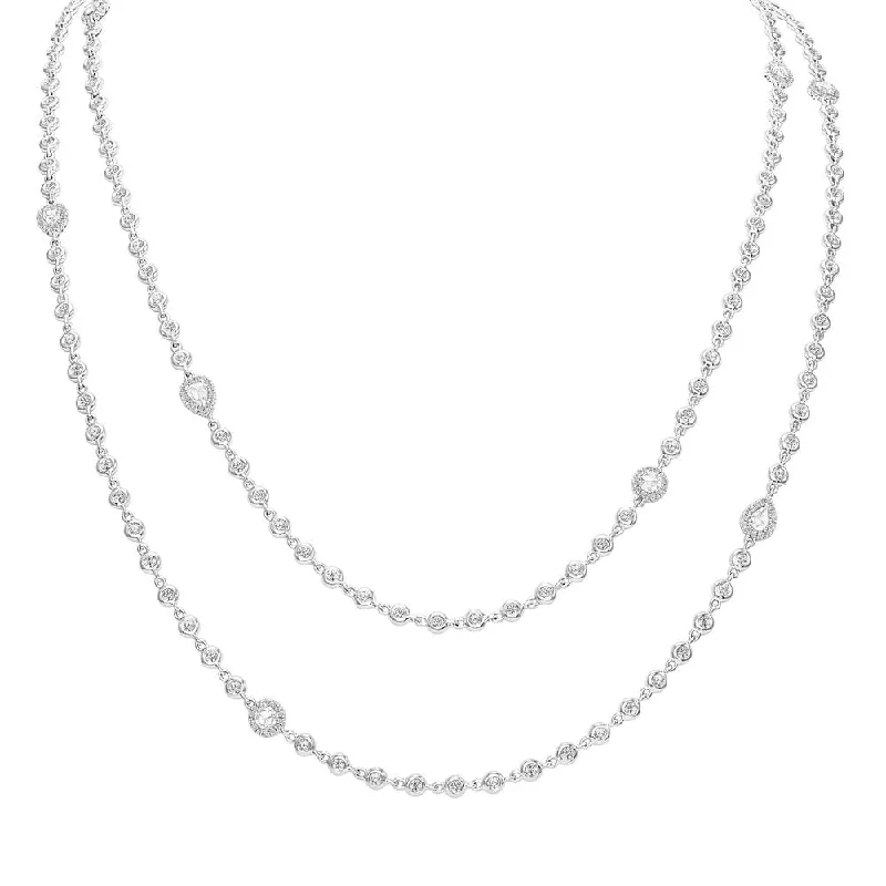 Uneek Cascade Collection Diamonds-by-the-Yard Necklace with Pear-Shaped, Oval and Round Rose-Cut Diamonds