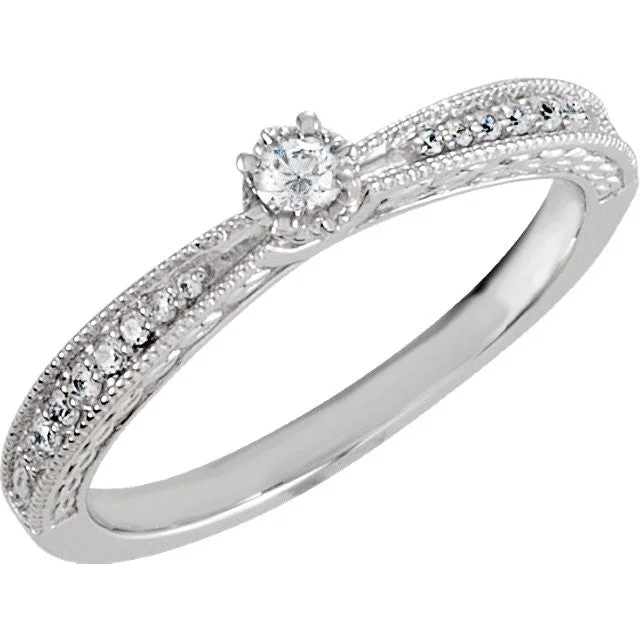 Gorgeous Platinum Engagement Rings For Luxury Brides-Sterling Silver Cubic Zirconia Vintage-Style Promise Ring