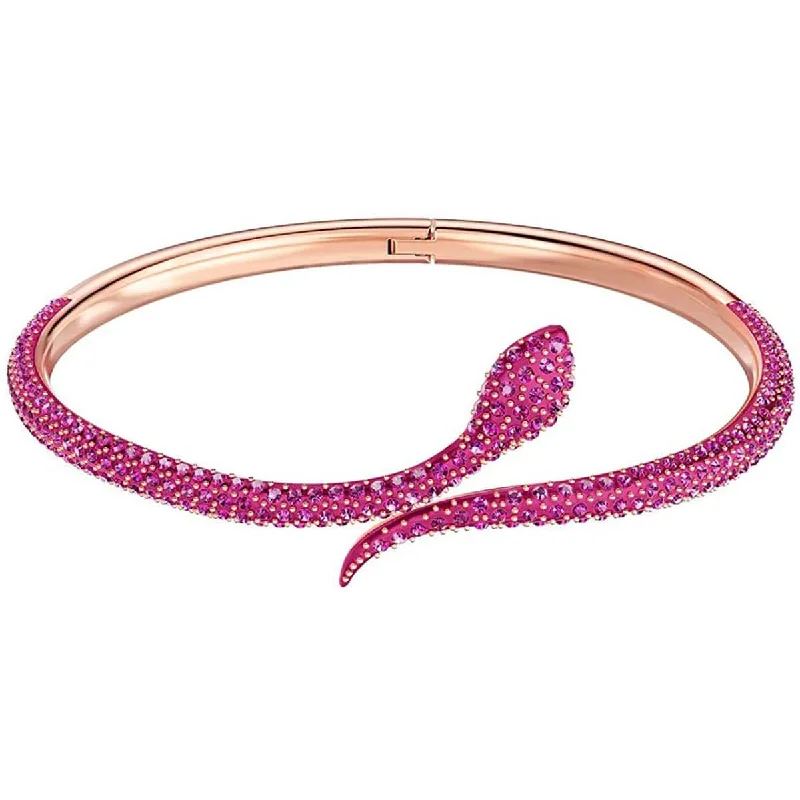 Elegant Designer Bangles For High-End Fashion-Swarovski Women's Bangle - Leslie Fuchsia 18K Rose Gold Plated | 5438406