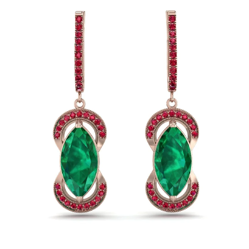 Timeless Hoop Earrings For Every Occasion-Marquise Vintage Emerald Earrings - Marley No. 50