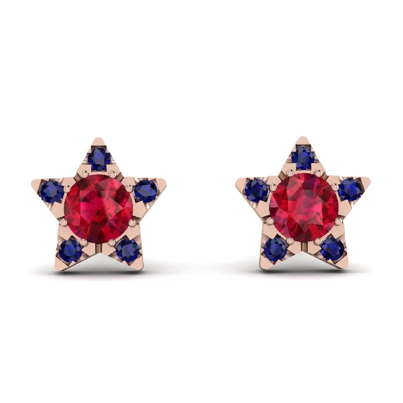 Luxury Gemstone Earrings For Bridal Glam-Star Halo Ruby Earrings - Zelda No. 71