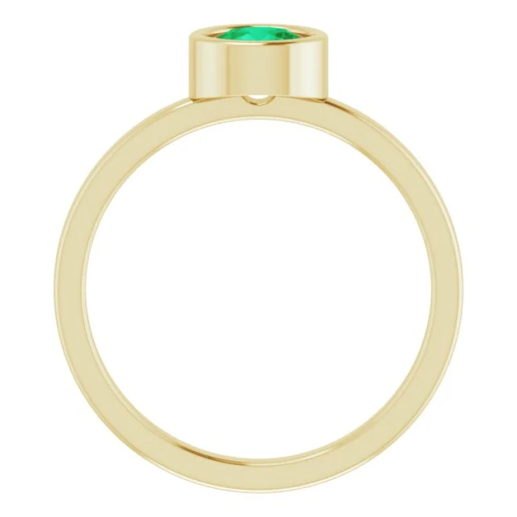 Simple Rose Gold Engagement Rings For Brides-14K Yellow 5.5 mm Lab-Grown Emerald Ring