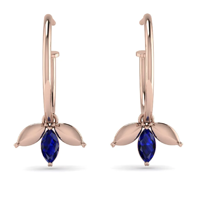 Colorful Drop Earrings For Fun Vibes-Leaves Sapphire Earrings - Anika No. 14