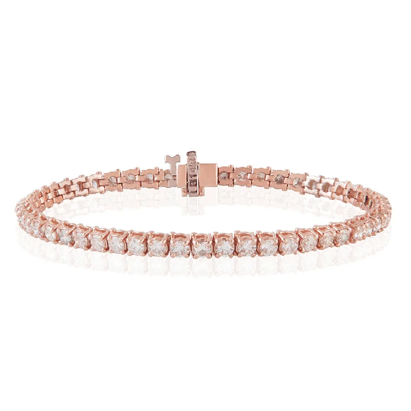 Elegant Crystal Bangle Bracelets For Special Occasions-14k Rose Gold Diamond Tennis Bracelet