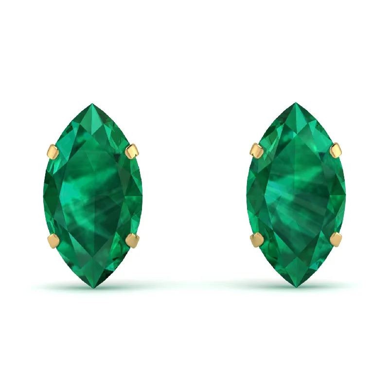 Chic Silver Earrings For Modern Appeal-Hidden Halo Marquise Emerald Earrings - Journey No. 64