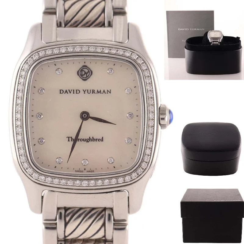 Stunning Gold Watches For Luxury Glam-Ladies David Yurman Steel Thoroughbred MOP Quartz 32mm Watch T303-SST