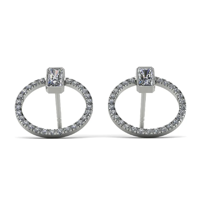 Handmade Resin Earrings For Bold Style-Emerald Cut Circle Diamond Earrings - Oaklyn No. 3