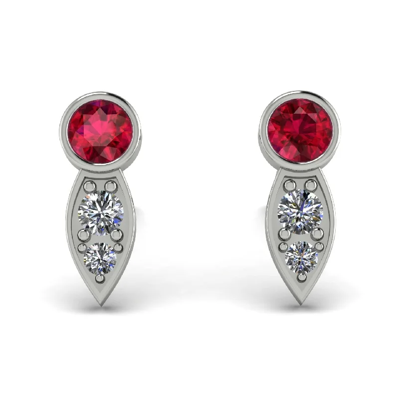 Colorful Earrings For Every Occasion-Bezel Ruby Earrings In Pear Shaped - Aniya No. 12