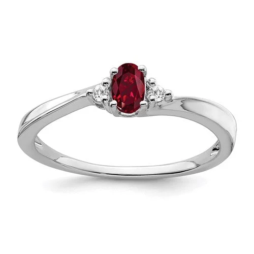 Unique Engagement Rings For Creative Proposals-14k White Gold Oval 5x3mm Created Ruby And Diamond Ring