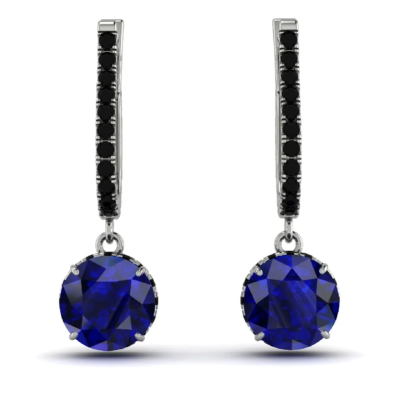 Trendy Earrings For Teenagers-Sapphire Dangle Earrings With Hidden Halo - Adaline No. 45