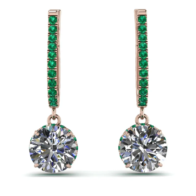 Geometric Earrings For Modern Fashion-Diamond Dangle Earrings With Hidden Halo - Adaline No. 17