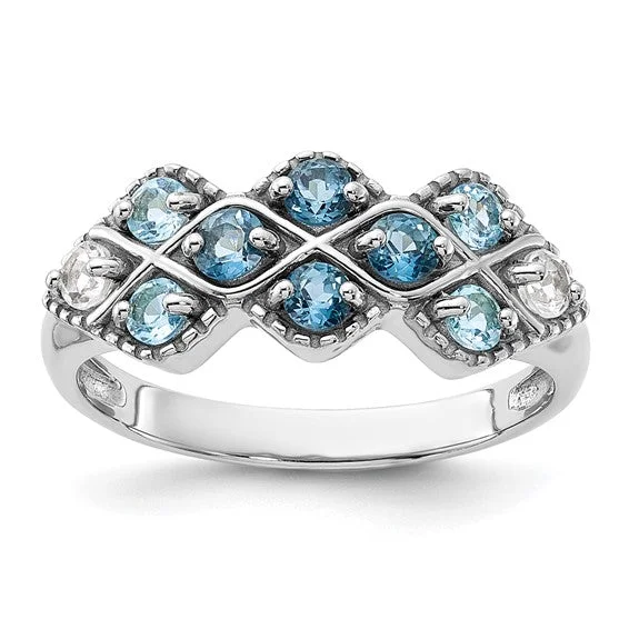 Classic Solitaire Engagement Rings For Timeless Appeal-Sterling Silver London, Swiss Blue and White Topaz Ring