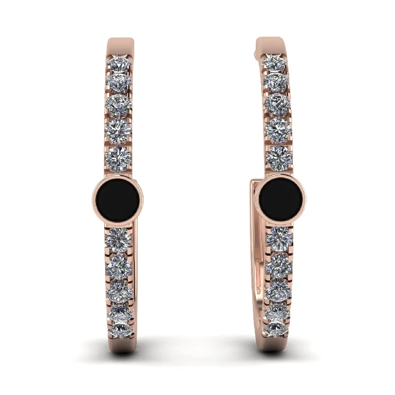 Gold Hoop Earrings For Fashionable Looks-Hoop Black Diamond Earrings Micro Pave - Ansley No. 8