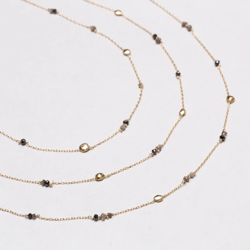 Vintage Triple-Strand Gold Necklace with Beads