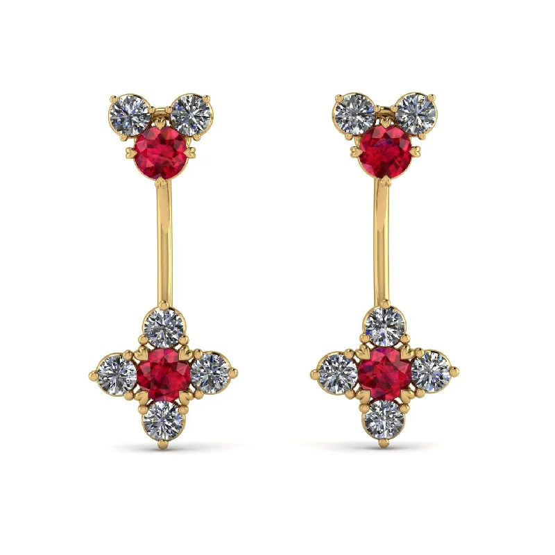 Sparkling Gemstone Earrings For Elegant Nights-Hanging Ruby Compass Earrings - Brittany No. 10