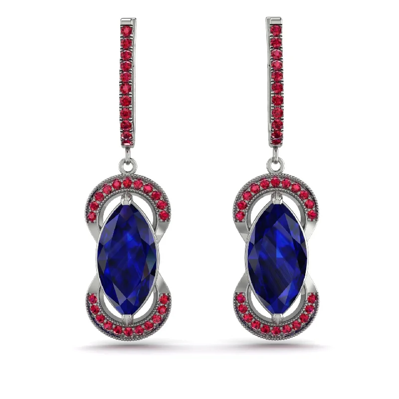 Designer Earrings For Upscale Fashion-Marquise Vintage Sapphire Earrings - Marley No. 60