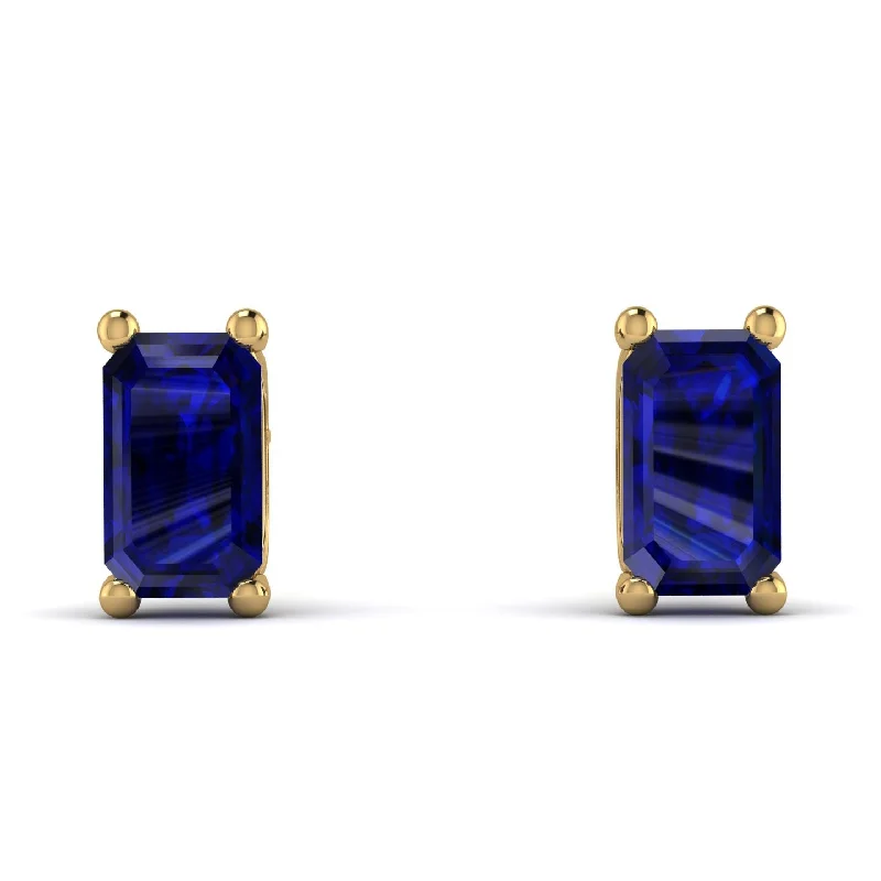 Luxury Gemstone Earrings For Elegant Fashion-Hidden Diamonds Emerald Cut Sapphire Earrings - Angel No. 73