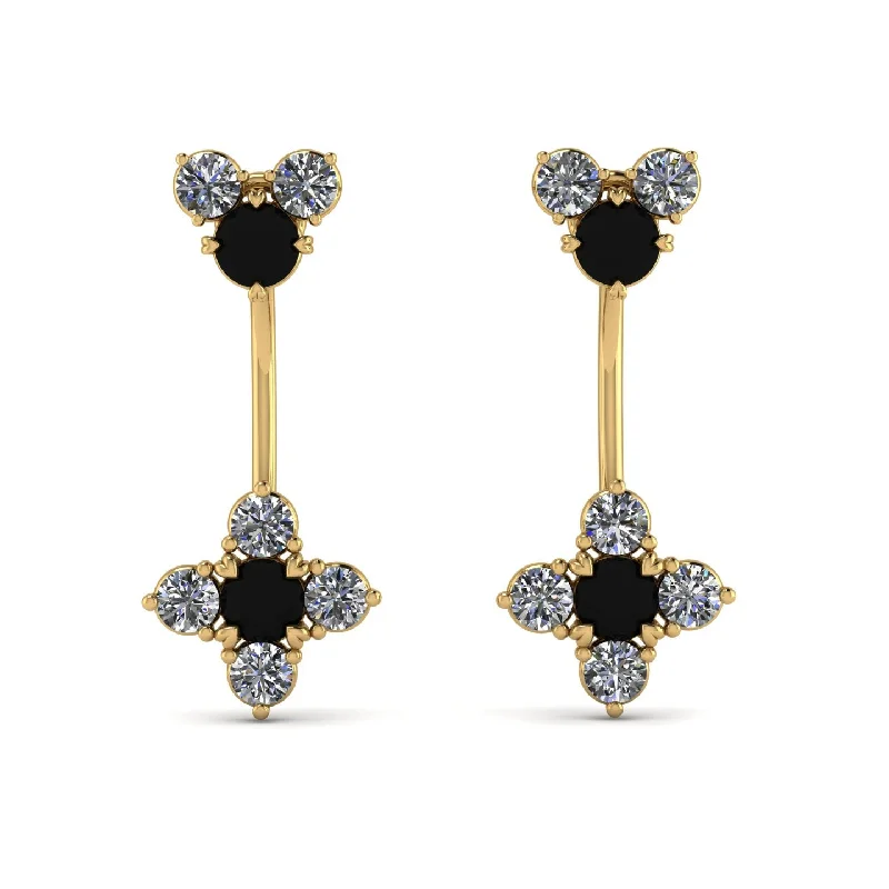 Timeless Pearl Earrings For Wedding Day-Hanging Black Diamond Compass Earrings - Brittany No. 7