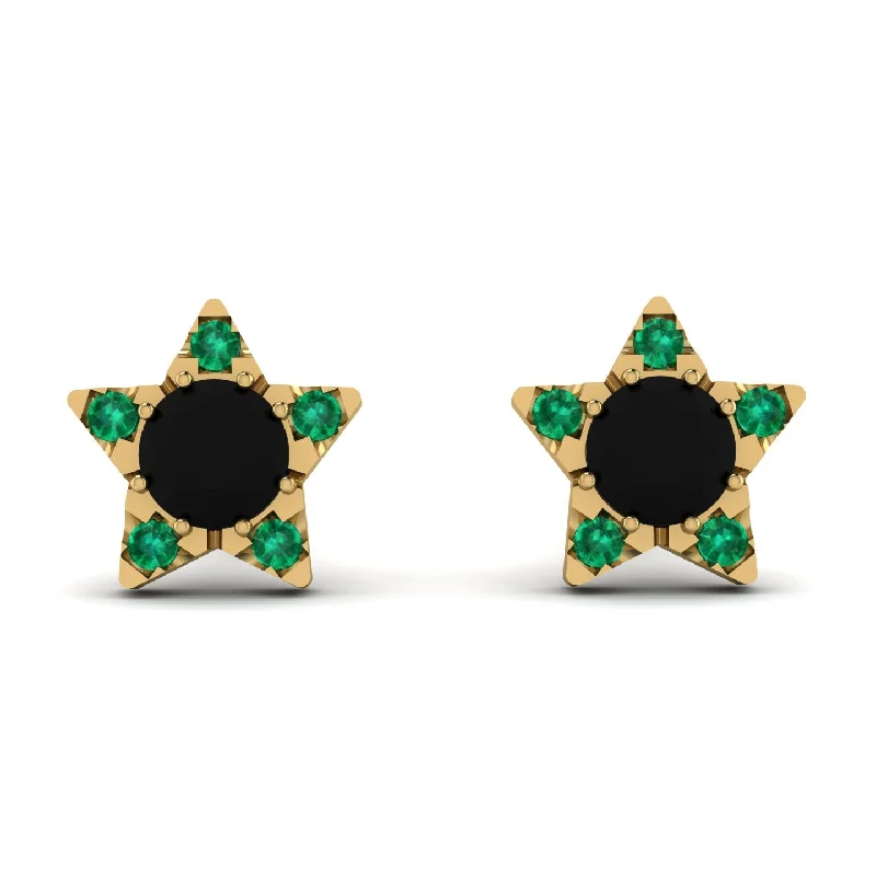 Colorful Drop Earrings For Fun Vibes-Star Halo Black Diamond Earrings - Zelda No. 22