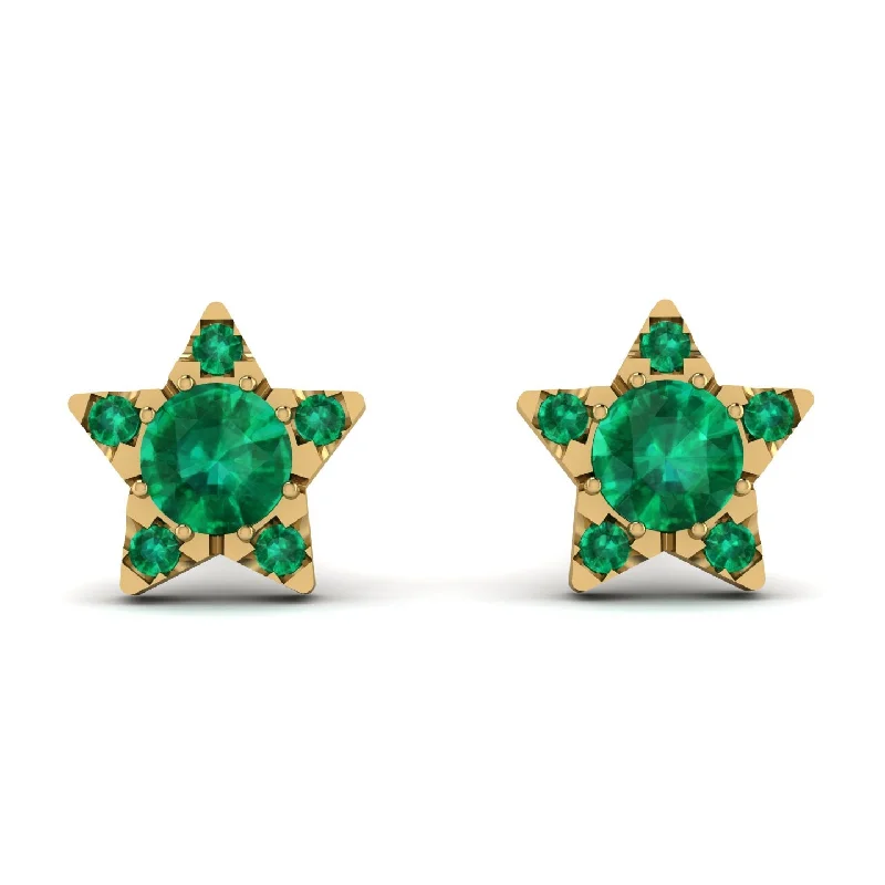 Classic Earrings For Wedding Glam-Star Halo Emerald Earrings - Zelda No. 19