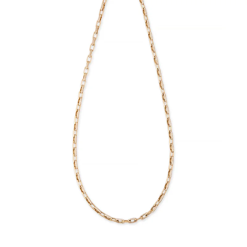 LARGE ALTERNATING PAVE DIAMOND CHAIN LINK NECKLACE