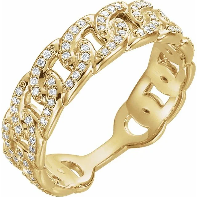 Simple Gemstone Wedding Rings For Elegant Wear-14K Yellow Gold 1/4 CTW Diamond Stackable Chain Link Ring