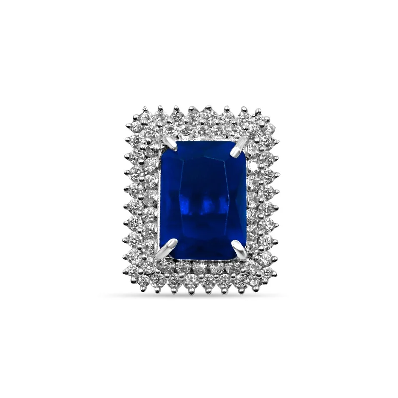 Unique Platinum Rings For Special Occasions-Zarkan 925 Blue Ruby Silver Ring For Women