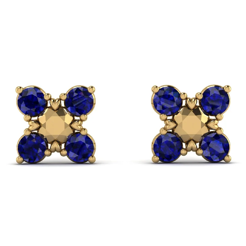 Trendy Beaded Earrings For Creative Fashion-GeometricSapphire Earrings Golden Diamond - Jayda No. 13