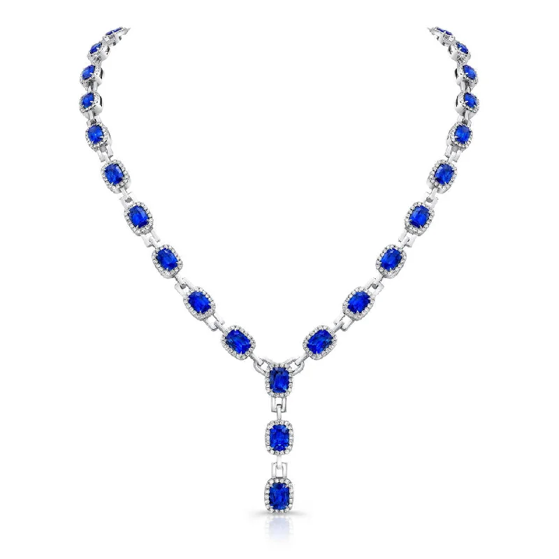 Uneek Cushion-Cut Blue Sapphire Y Necklace