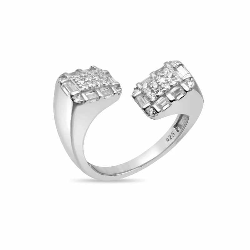 Luxury Gemstone Rings For High-End Fashion-Zarkan 925 Silver Baguette American Diamond Ring