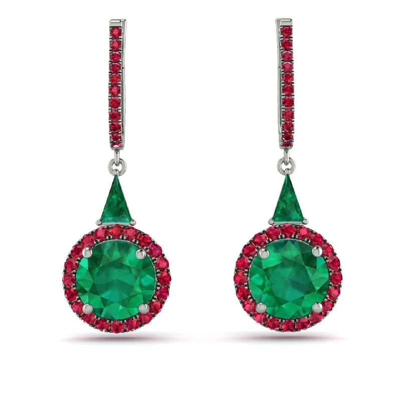 Boho Earrings For Free-Spirited Fashion-Hidden Halo Emerald Earrings - Joanna No. 51