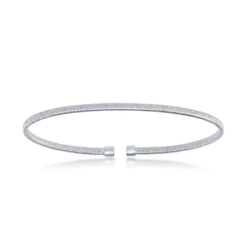 Luxurious Diamond Bangles For Special Occasions-Sterling Silver Bonded with Platinum Wire Designed Bangle