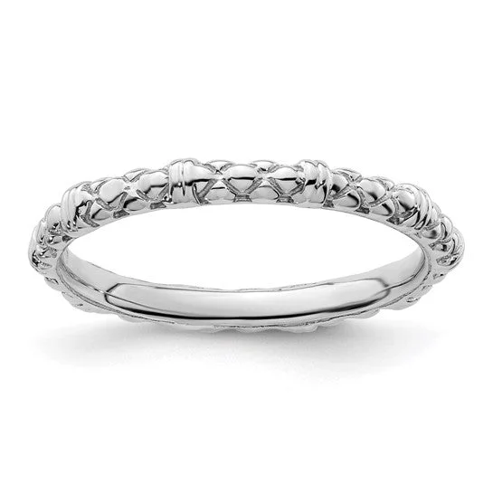 Timeless Diamond Engagement Rings For Brides-Sterling Silver Stackable Expressions Cable Pattern Ring