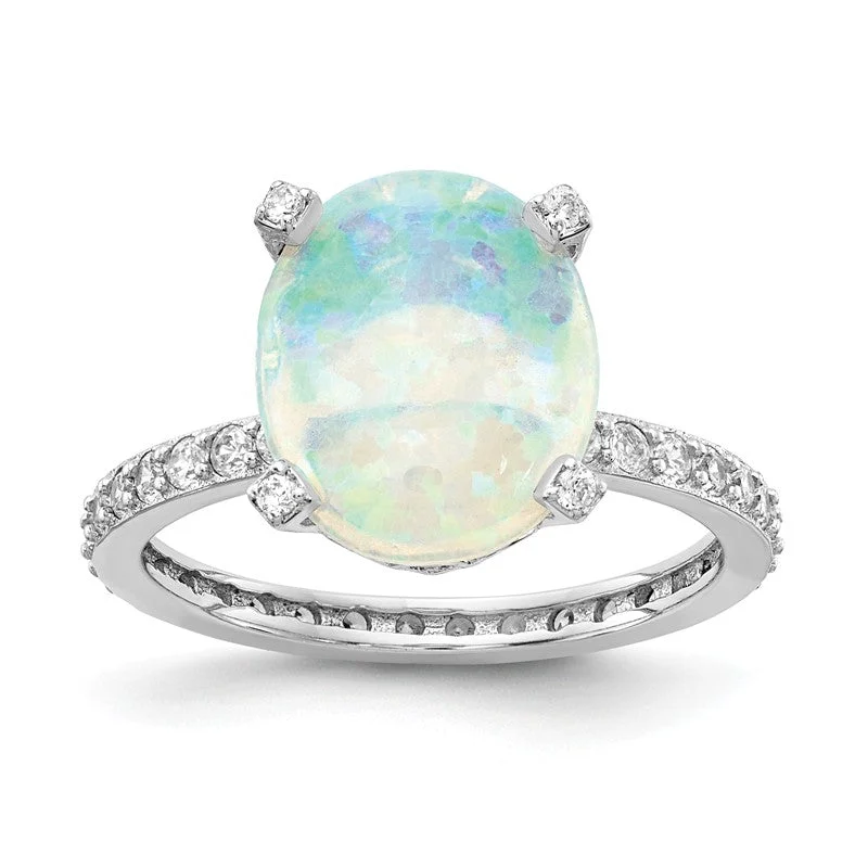 Luxury Engagement Rings For Brides-to-Be-Cheryl M Sterling Silver Lab Created White Opal Ring