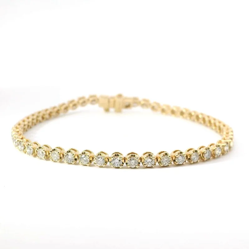 Custom Engraved Bracelets For Meaningful Gifts-14K Yellow Gold Diamond Tennis Bracelet