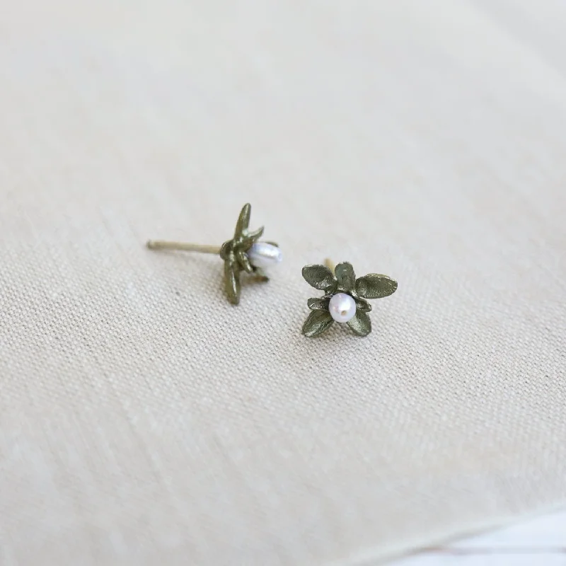 Trendy Earrings For College Students-Flowering Thyme Stud Post Earrings