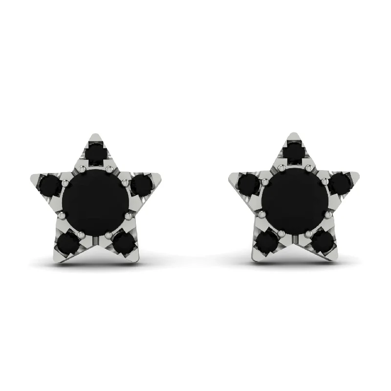 Sparkling Drop Earrings For Glamorous Look-Star Halo Black Diamond Earrings - Zelda No. 39