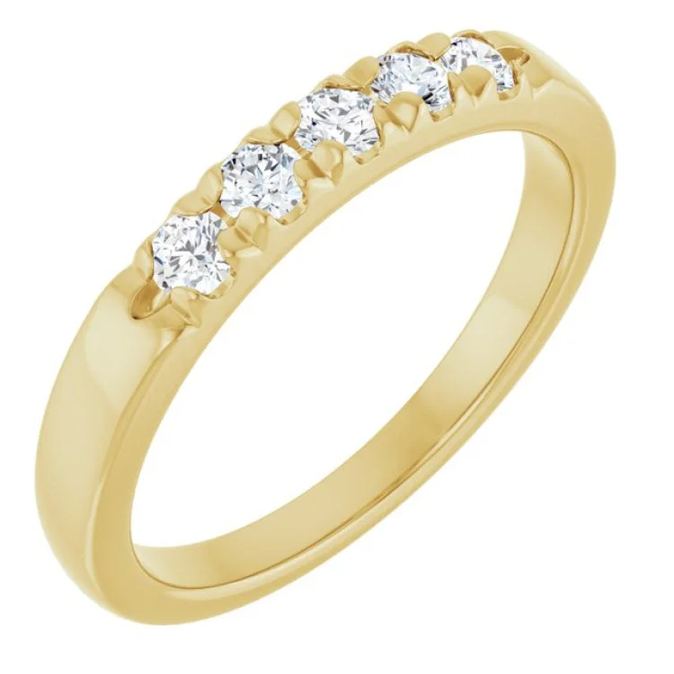 Unique Gemstone Rings For Colorful Fashion-14K Yellow 1/3 CTW Lab-Grown Diamond  French-Set Anniversary Band