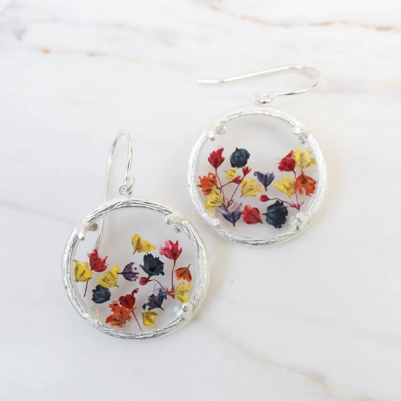 Trendy Beaded Earrings For Creative Fashion-Multi Baby's Breath Small Glass Botanical Earrings - Recycled Sterling Silver