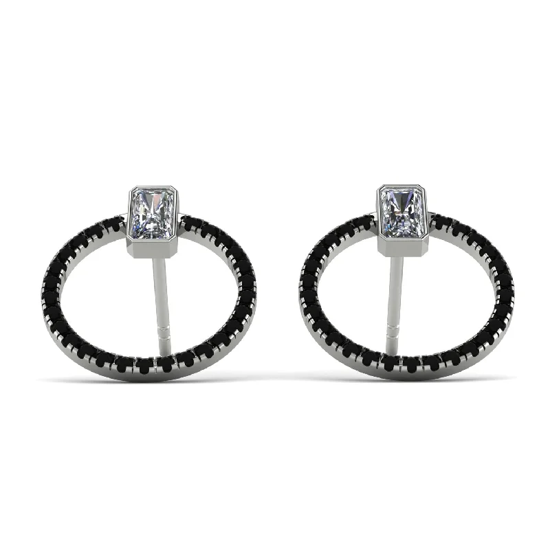 Unique Drop Earrings For Creative Style-Emerald Cut Circle Diamond Earrings - Oaklyn No. 33