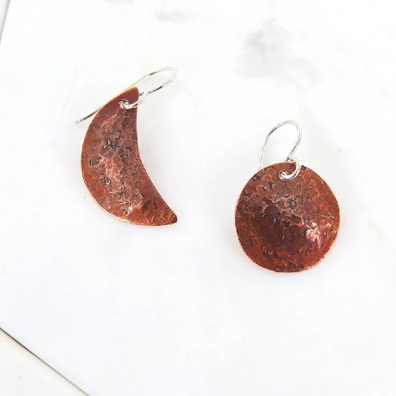 Gold Stud Earrings For Elegant Looks-Copper Moon & Planet Earrings