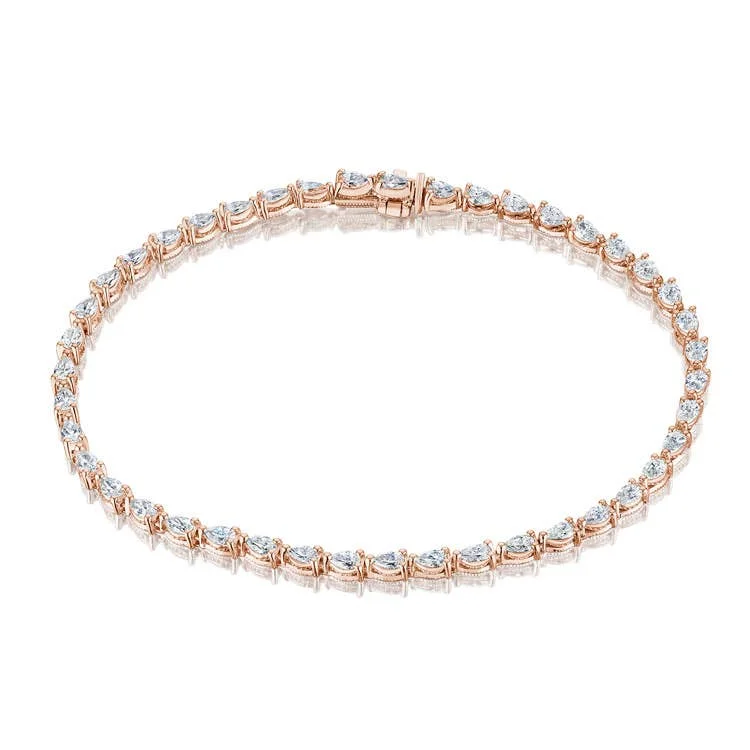 Classic Sterling Silver Bracelets For Timeless Elegance-Stilla | Pear Diamond Tennis Bracelet in 18k Rose Gold FB6737PK