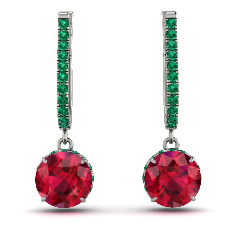 Stunning Pearl Earrings For Bridal Glam-Ruby Dangle Earrings With Hidden Halo - Adaline No. 27