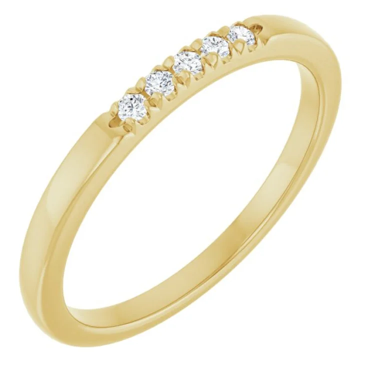 Stunning Gold Wedding Bands For Elegant Wear-14K Yellow .08 CTW Lab-Grown Diamond  French-Set Anniversary Band