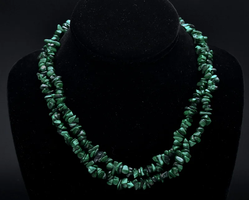 Malachite Chip Bead Necklace - 36"