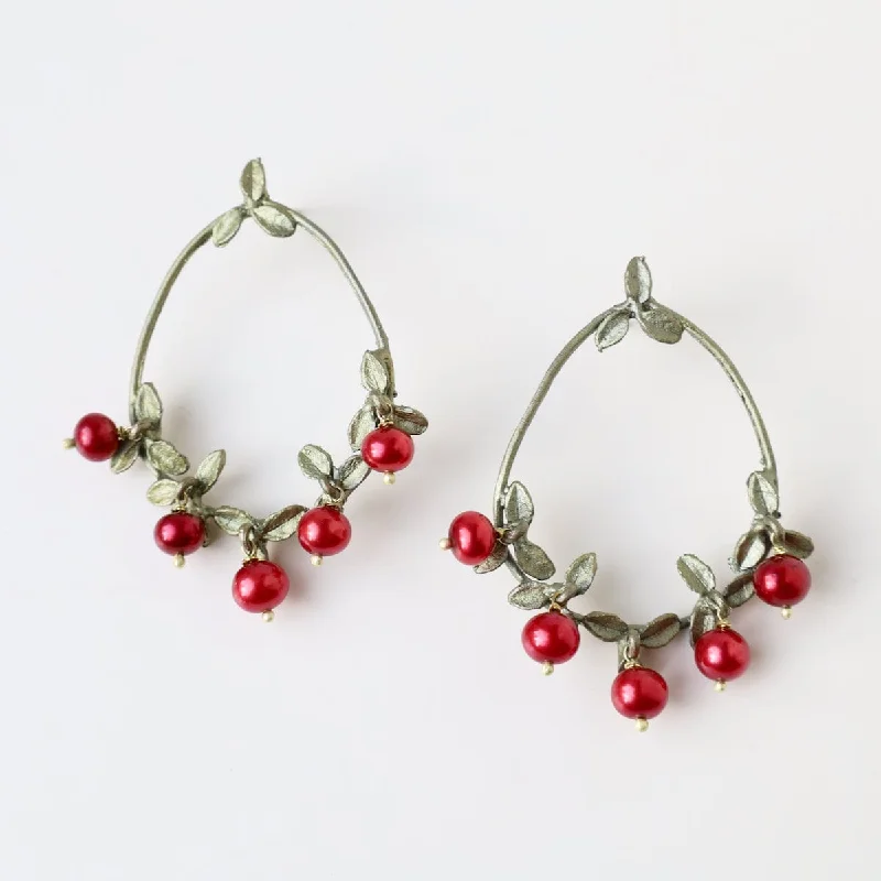 Trendy Dangle Earrings For Casual Looks-Cranberry Post Hoop Earrings